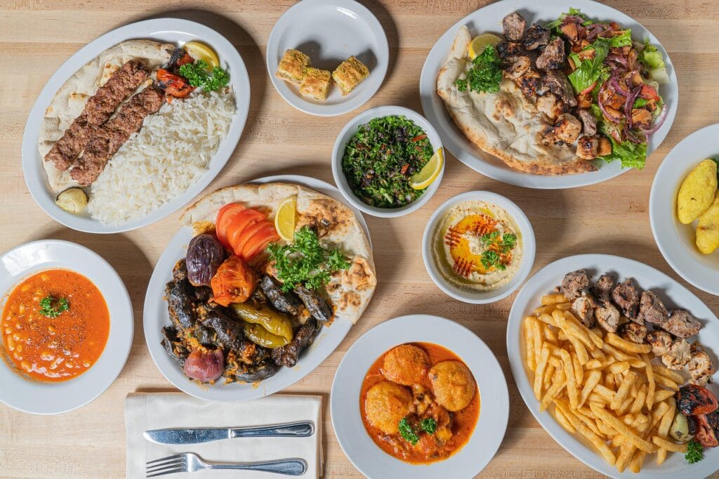 middle eastern food, kebab, turkish cuisine, flat lay, georgian cuisine, azerbaijani cuisine, kurdish cuisine, palestinian cuisine, kebab, kebab, kebab, kebab, kebab, turkish cuisine, turkish cuisine