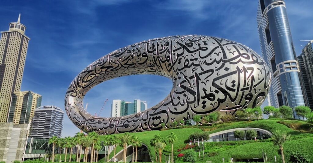 Explore the iconic Museum of the Future amid Dubai's skyline and modern architecture.